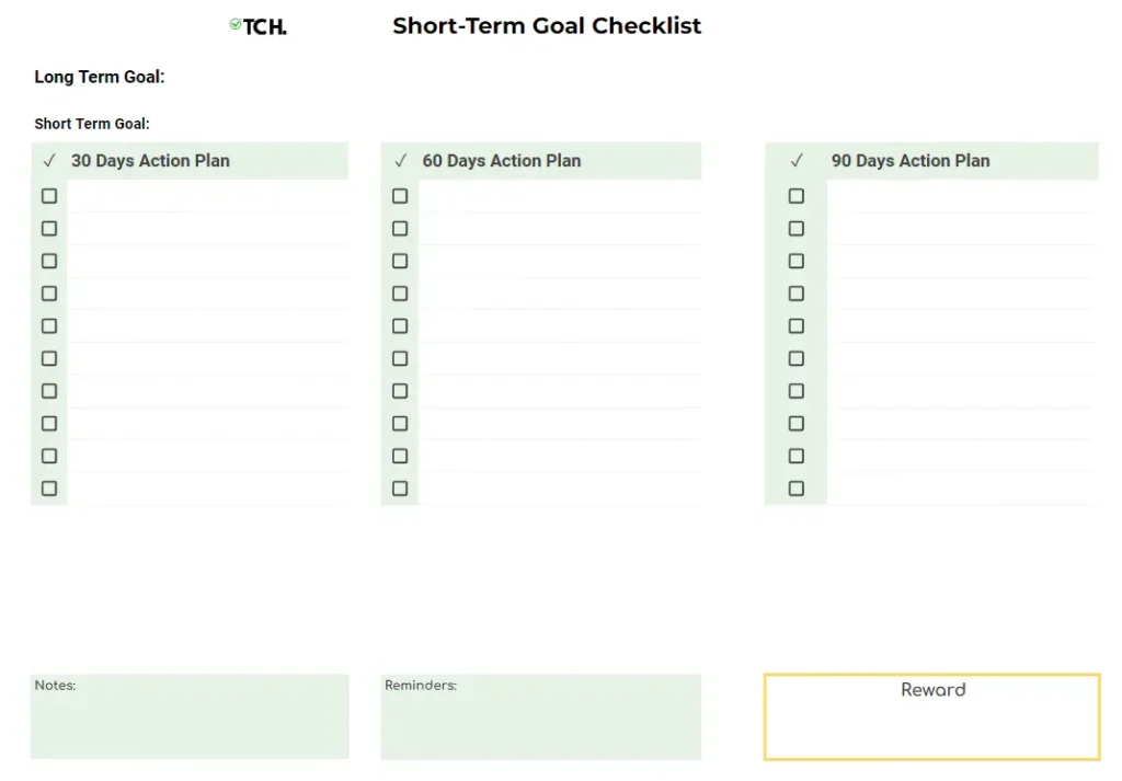 Short-Term Goal Checklist